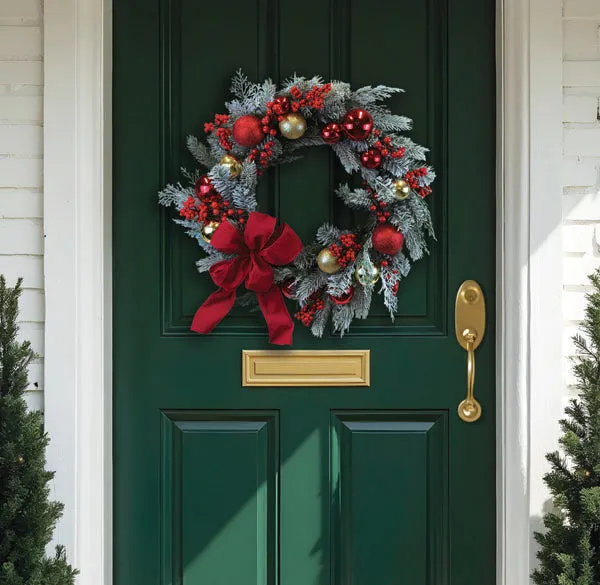 24" Holiday Splendor Red And Gold Aspen Wreath