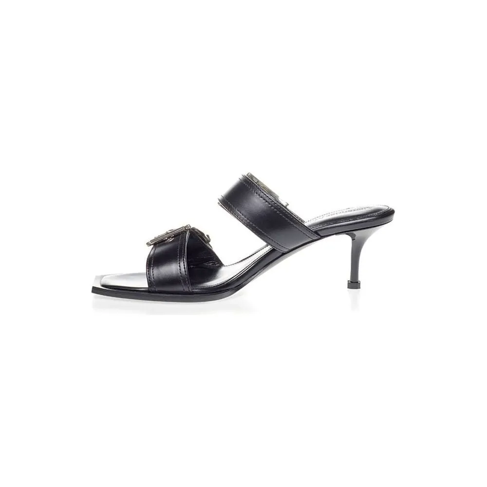 Alexander McQueen Elevate Your Steps in Timeless Black Leather Sandals