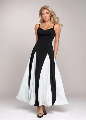 Aylana Contrast Colorblock Maxi Dress