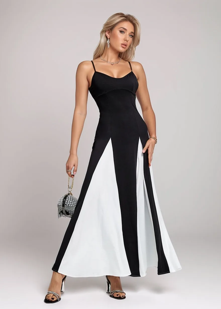 Aylana Contrast Colorblock Maxi Dress