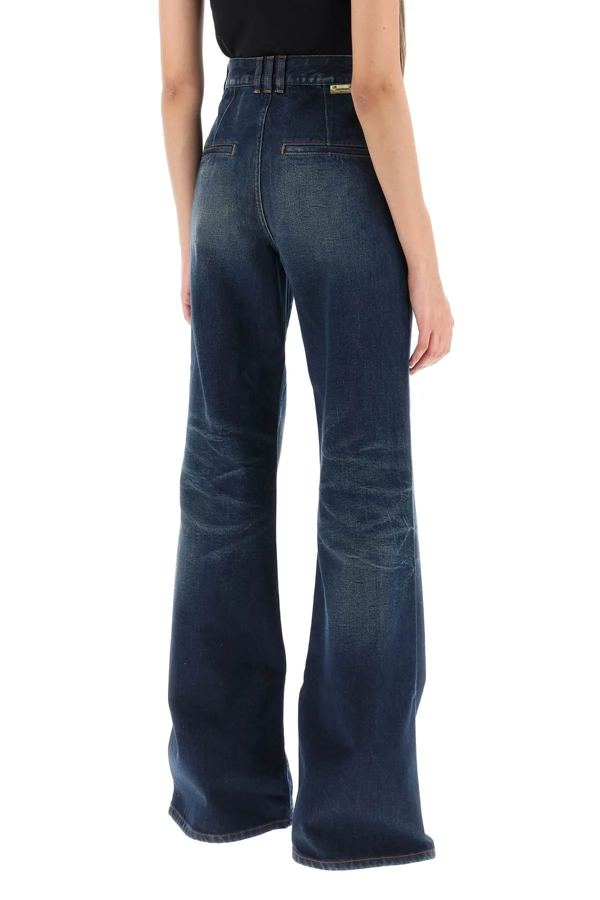 BALMAIN wide leg jeans with dark wash