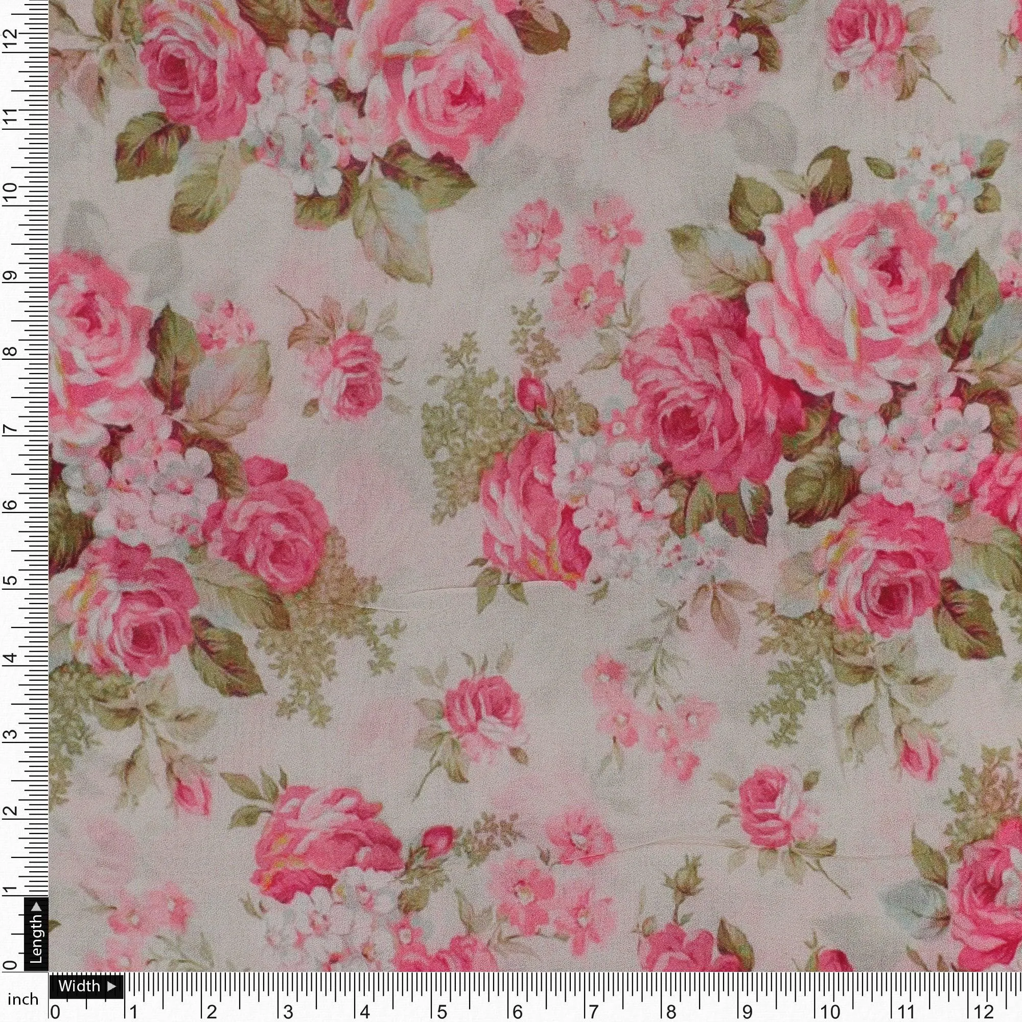 Beautiful Bunch of Roses Digital Printed Fabric