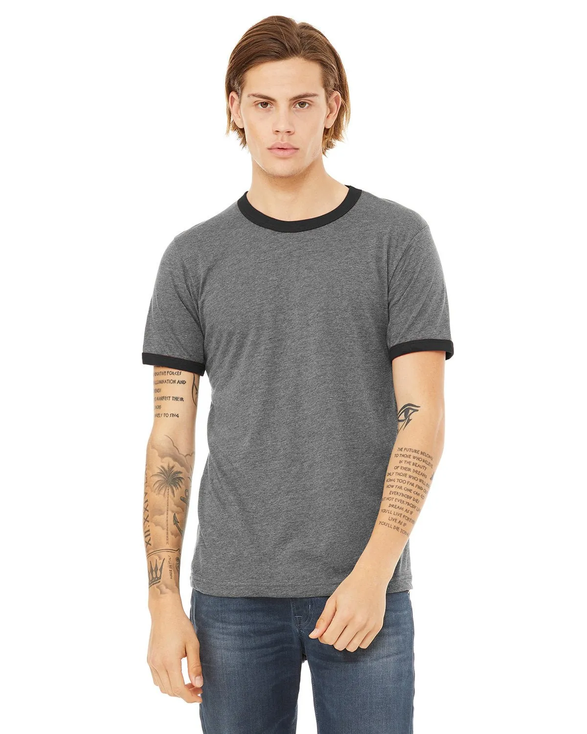 Bella   Canvas 3055C Men's Jersey Short-Sleeve Ringer T-Shirt