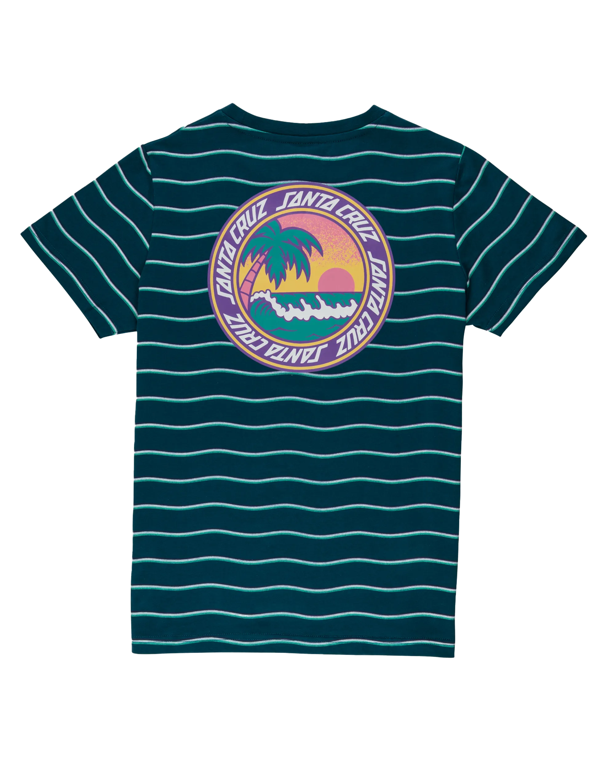 Boys Paradise Break T-Shirt in Tidal Teal Wave Stripe