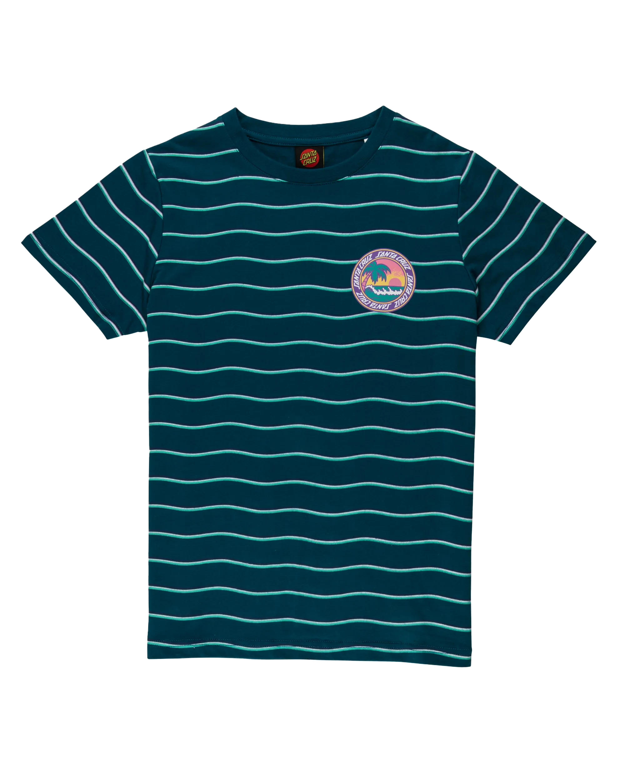 Boys Paradise Break T-Shirt in Tidal Teal Wave Stripe