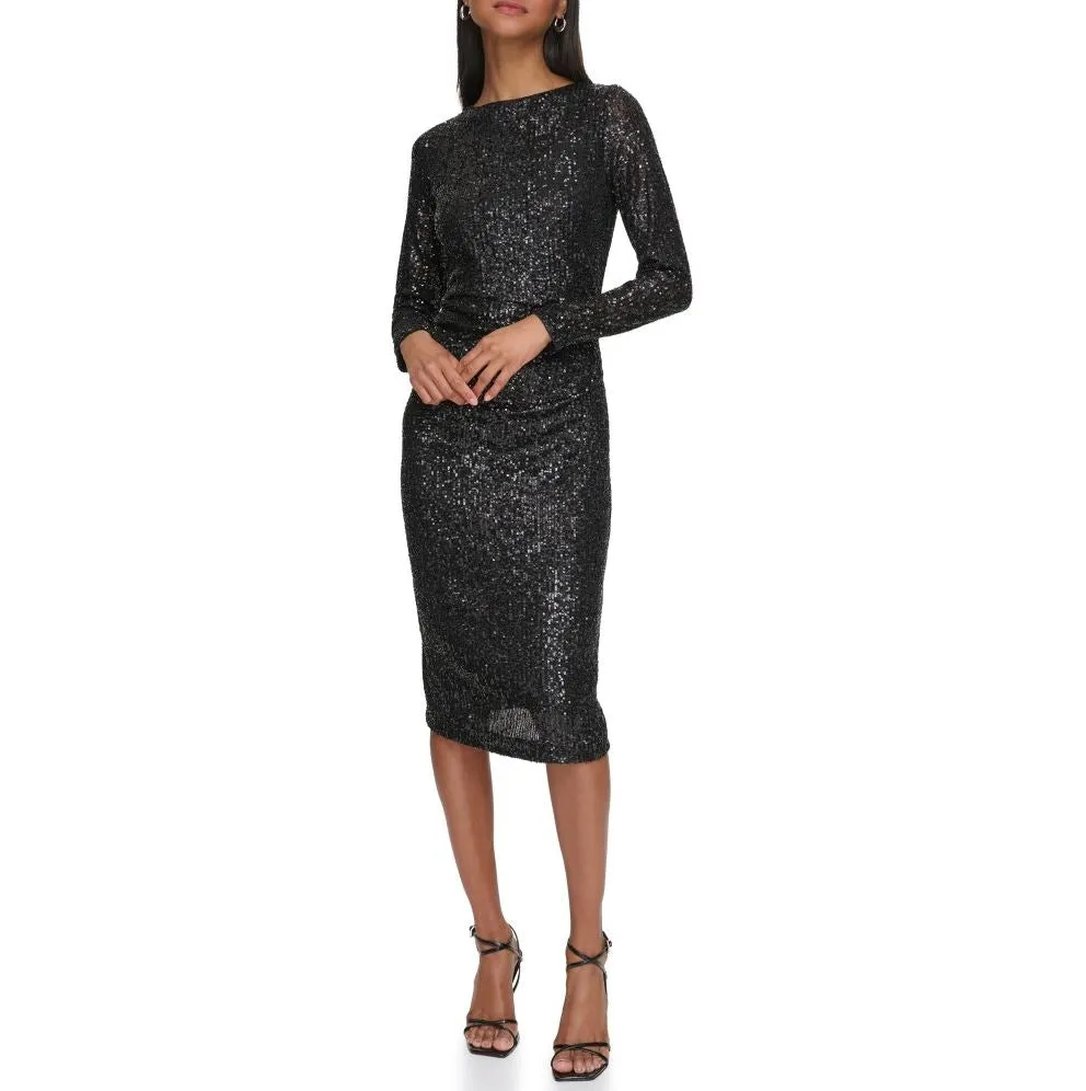 Calvin Klein Womens Sequin Long Sleeve Dress