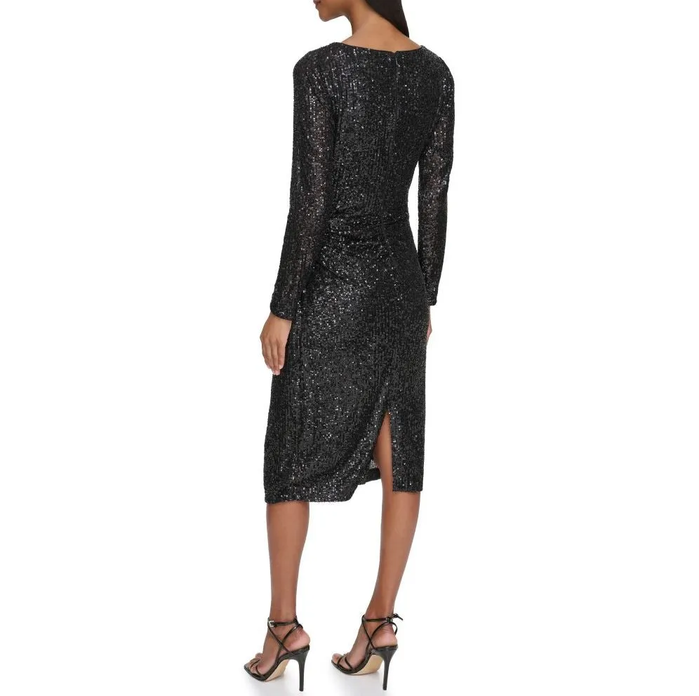 Calvin Klein Womens Sequin Long Sleeve Dress