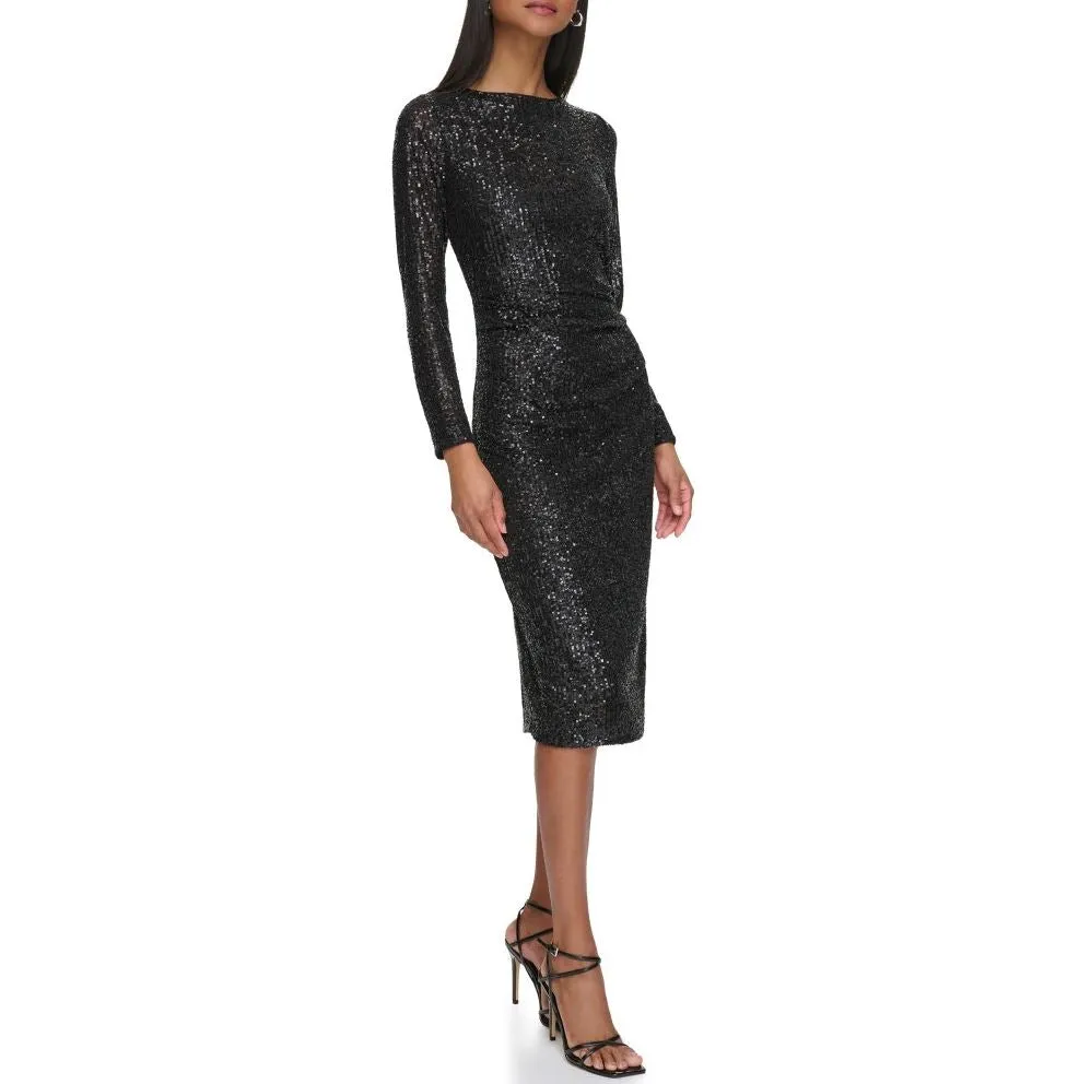 Calvin Klein Womens Sequin Long Sleeve Dress