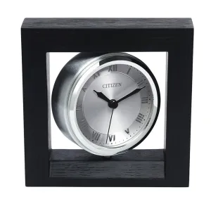 Citizen Decorative Accents Black Base Gray Dial Square Spinning Photo Desk Clock - CC1009