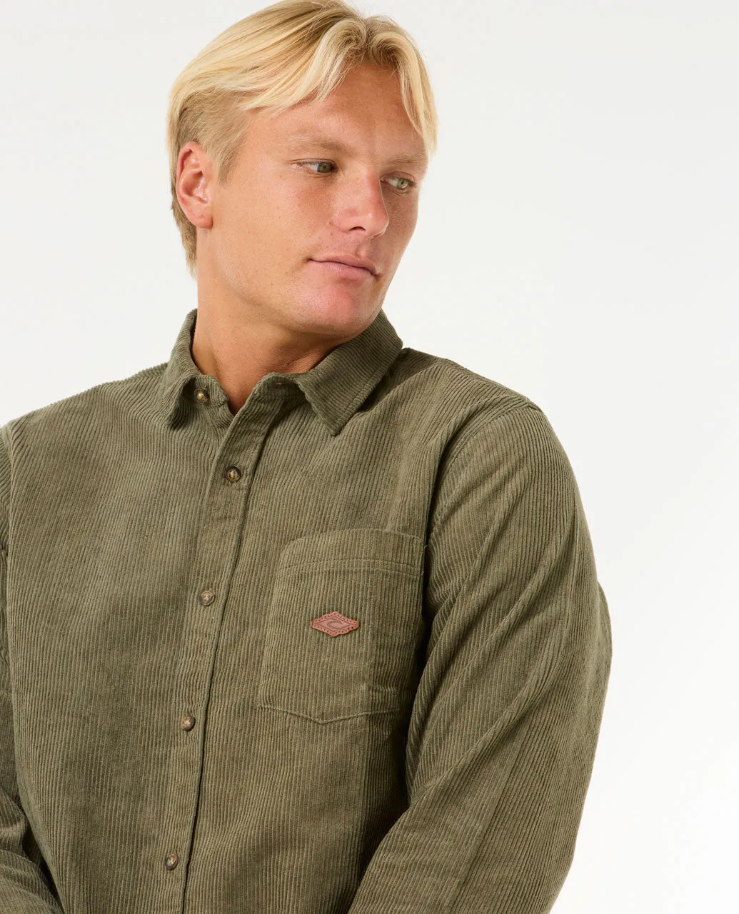 Classic Surf Cord Long Sleeve Shirt - Dusty Olive