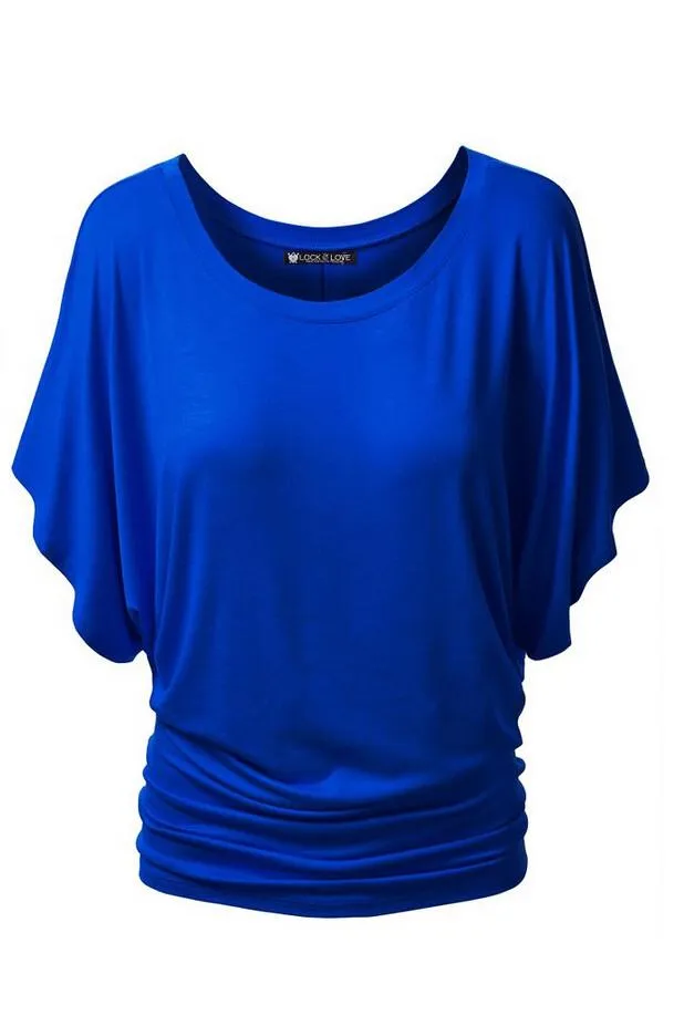 Clearance Scoop Pure Color Short Bat-wing Sleeves Loose T-shirt