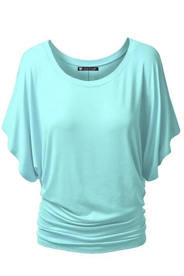 Clearance Scoop Pure Color Short Bat-wing Sleeves Loose T-shirt