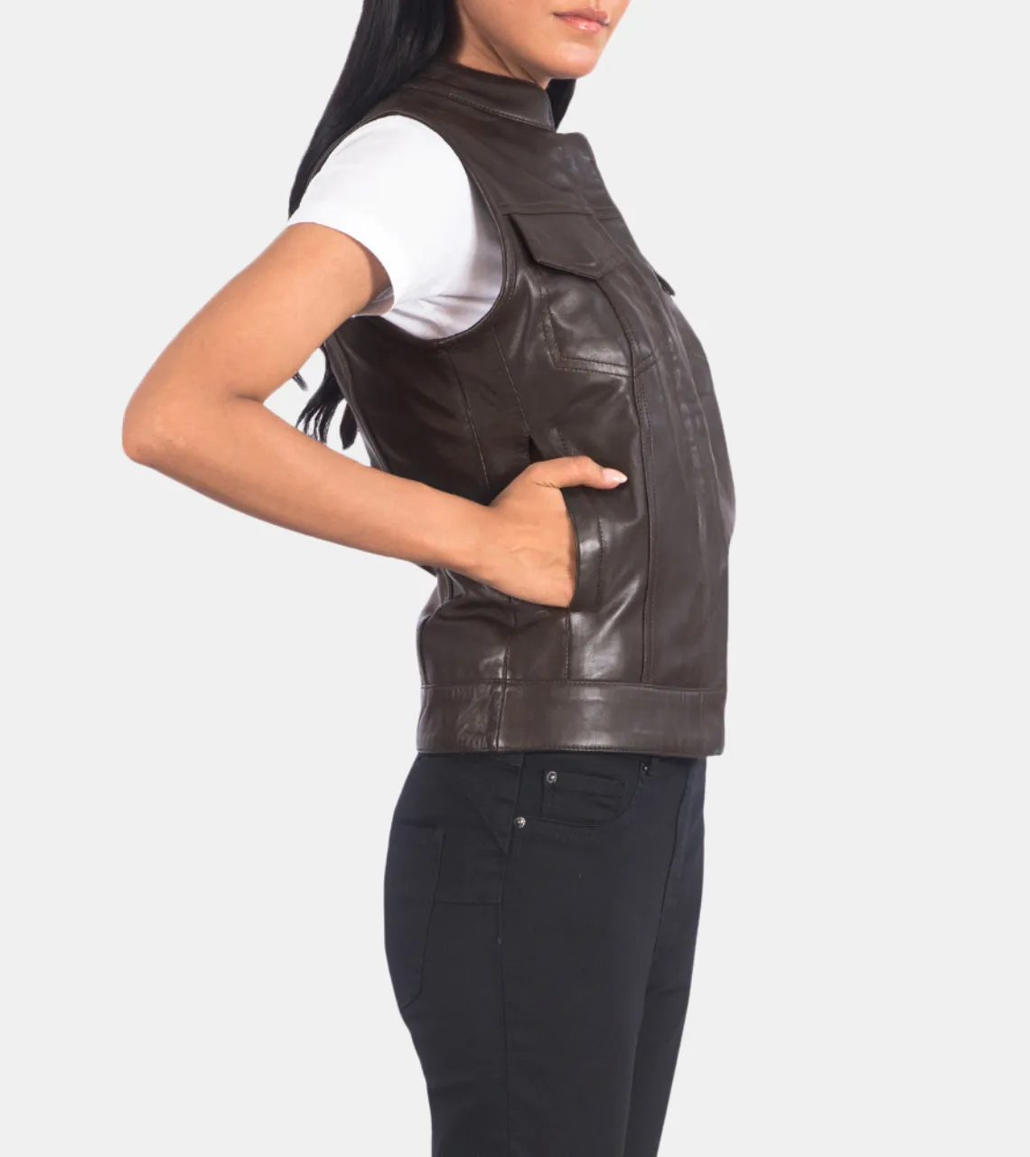 Clendy Women's Brown Leather Vest