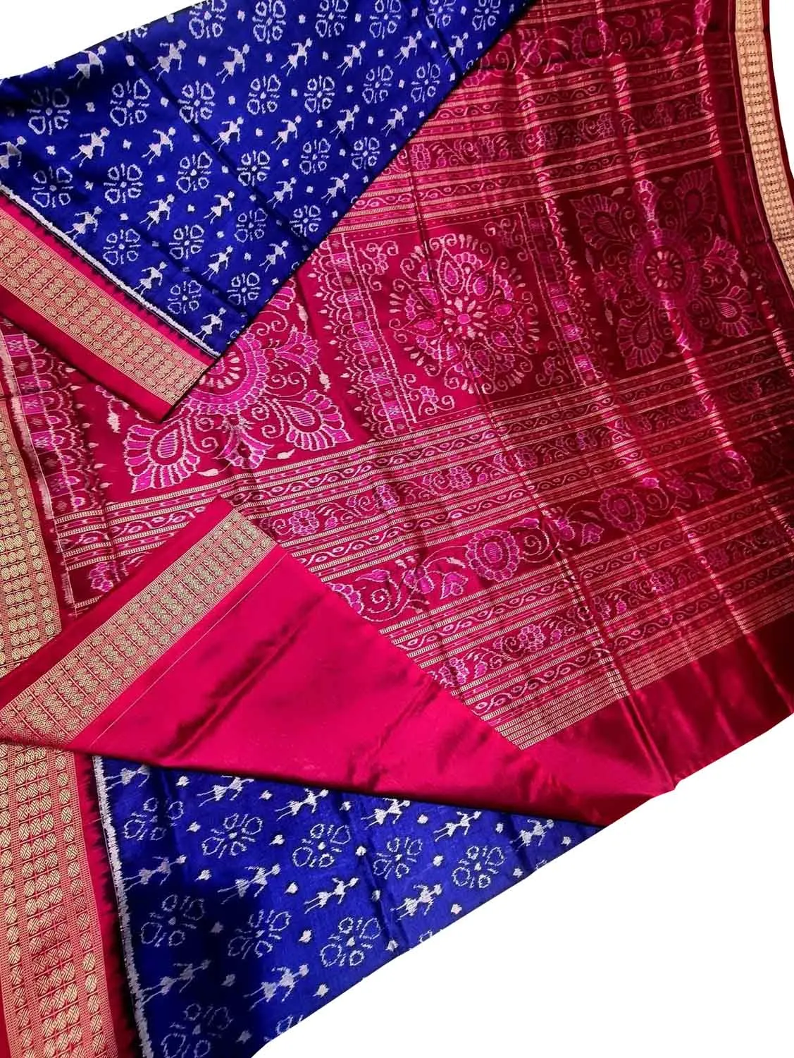 Exquisite Blue Handloom Double Ikat Silk Saree