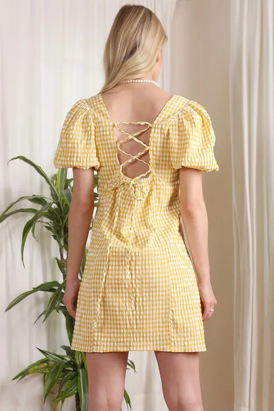 Gingham   back strap dress