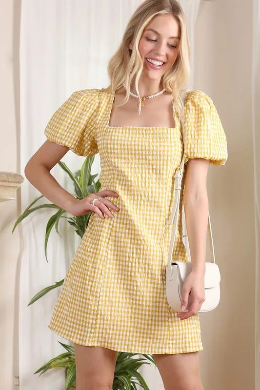 Gingham   back strap dress