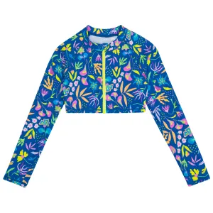 Girls Long Sleeve Crop Rash Guard | "Tropadelic"