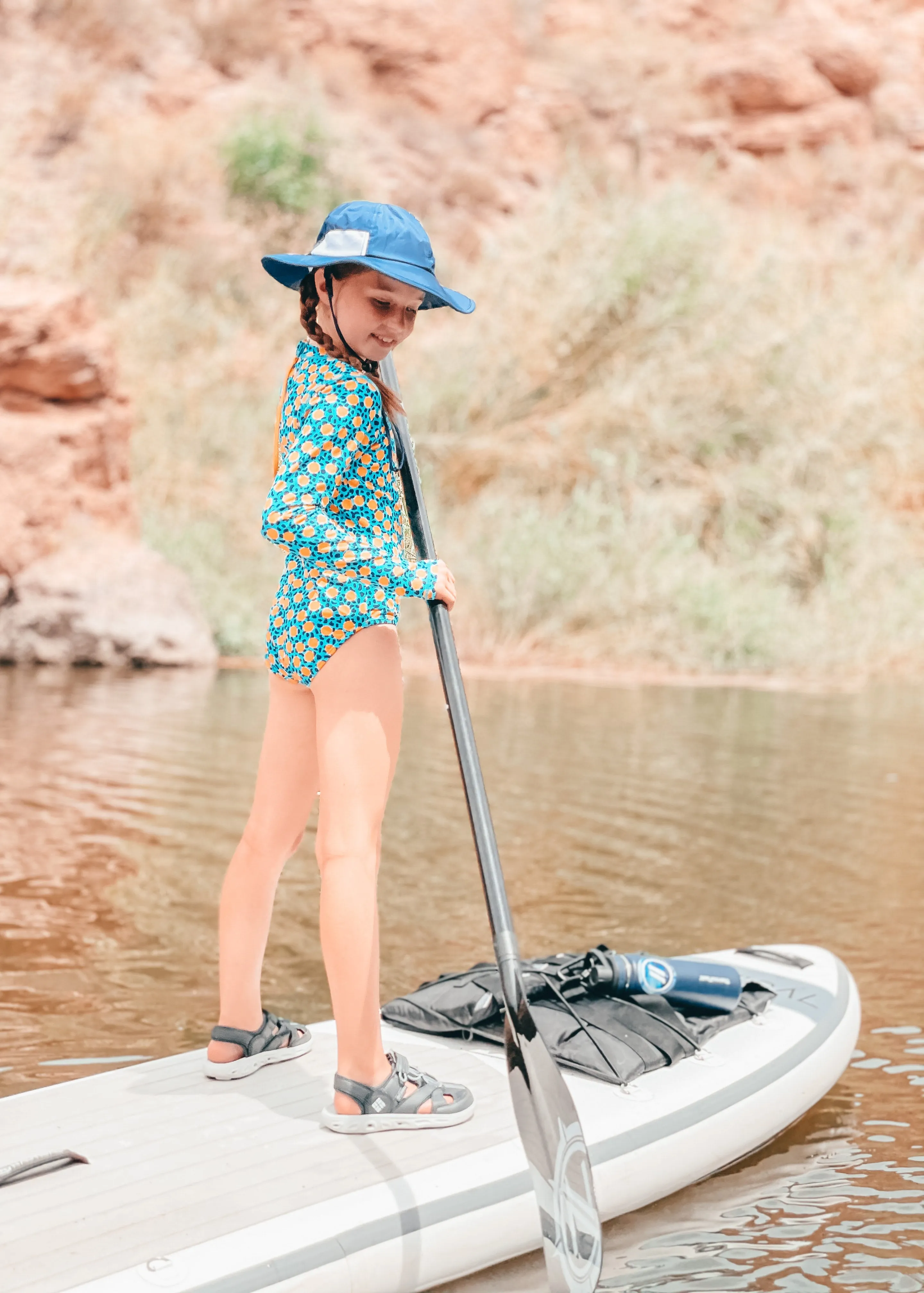 Girls Long Sleeve Surf Suit (One Piece Bodysuit) | "Geo Party"