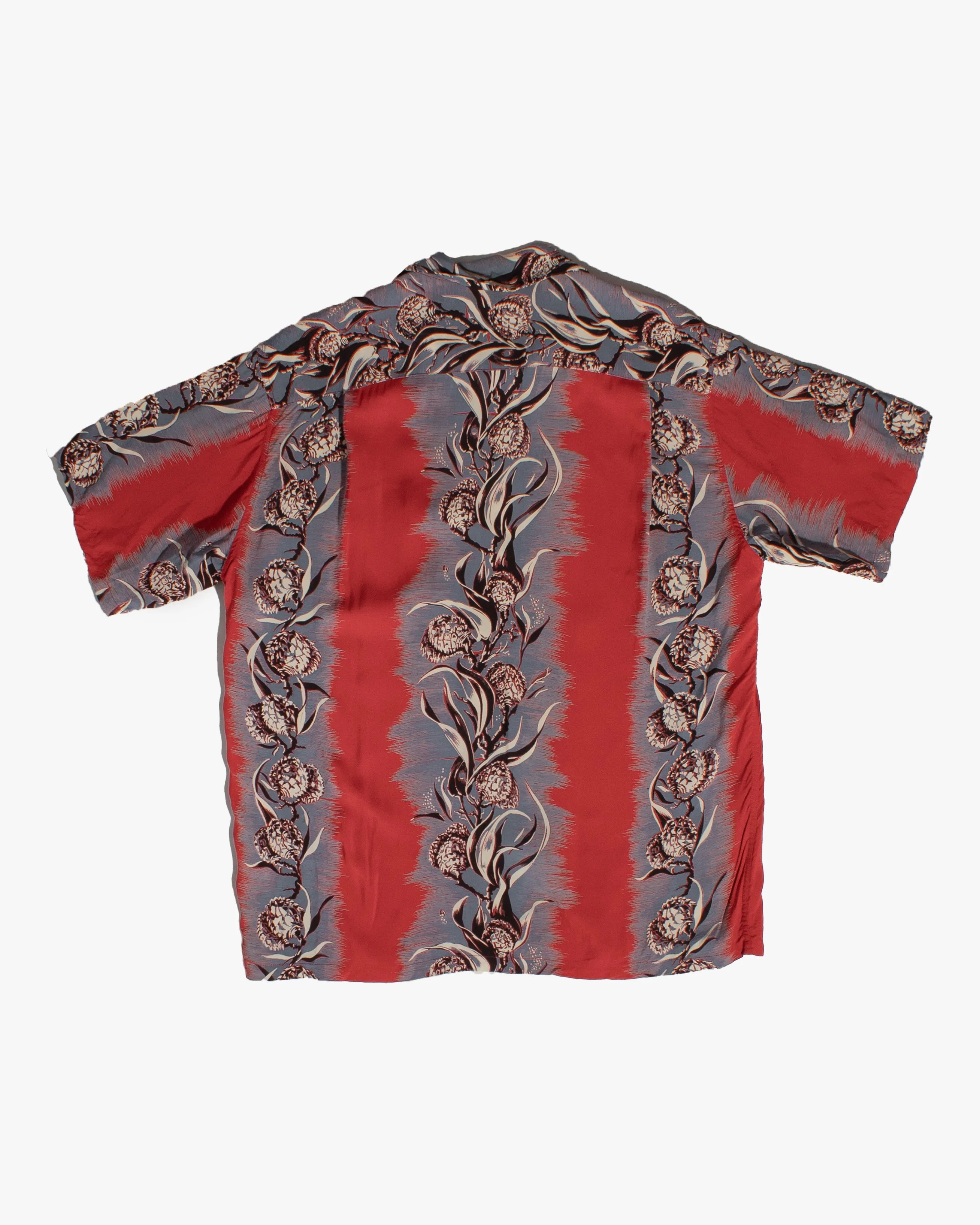 Japanese Repro, Short Sleeve Aloha Shirt, Sun Surf Brand, Purple with Red Floral Shima