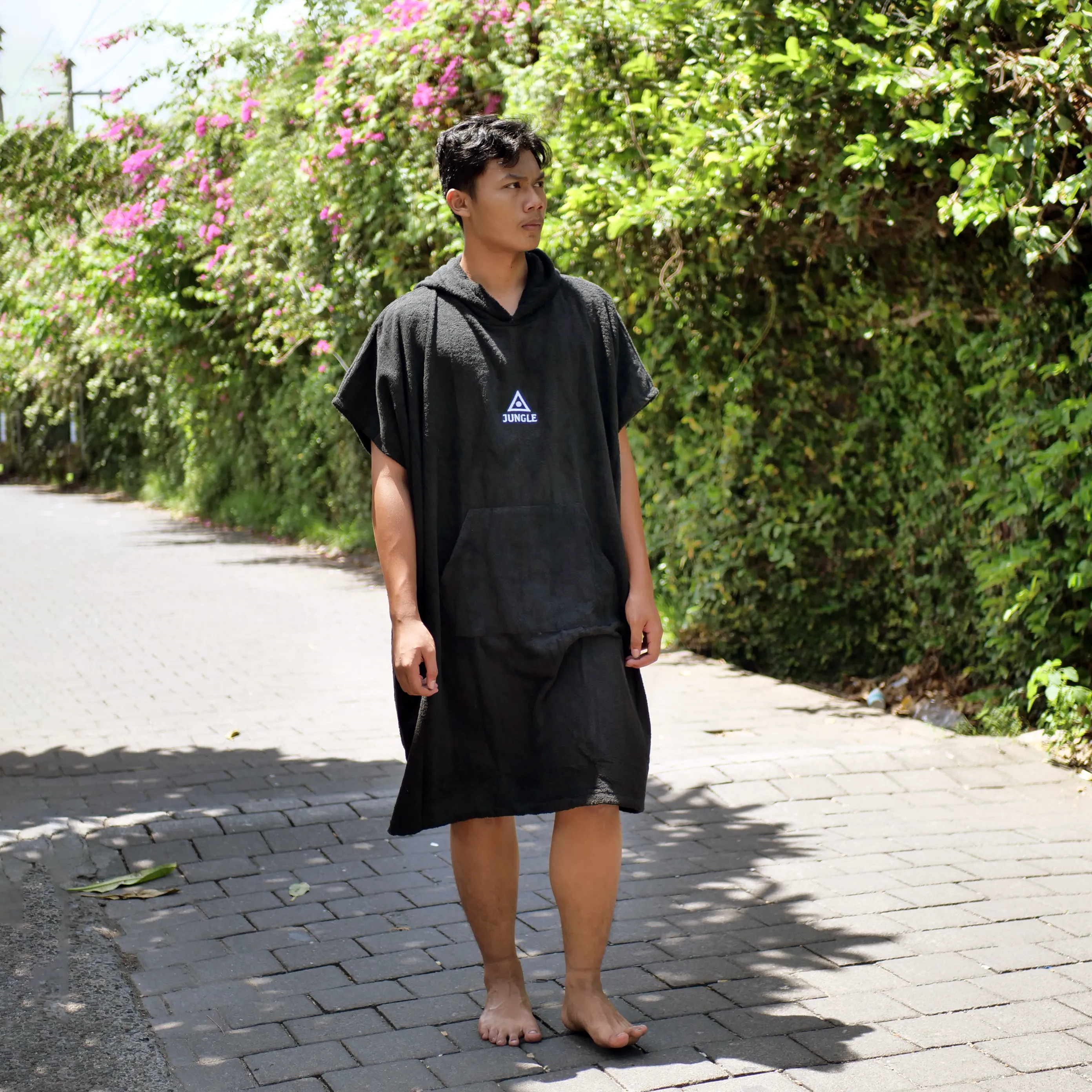 Jungle Towel Poncho Black