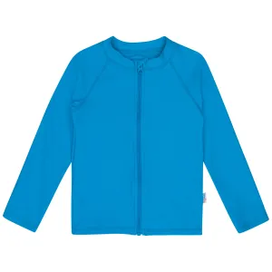 Kids UPF 50  Long Sleeve Zipper Rash Guard Swim Shirt | "Blue Danube"