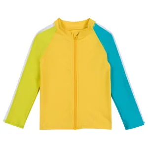 Kids UPF 50  Long Sleeve Zipper Rash Guard Swim Shirt | "Color Pop"