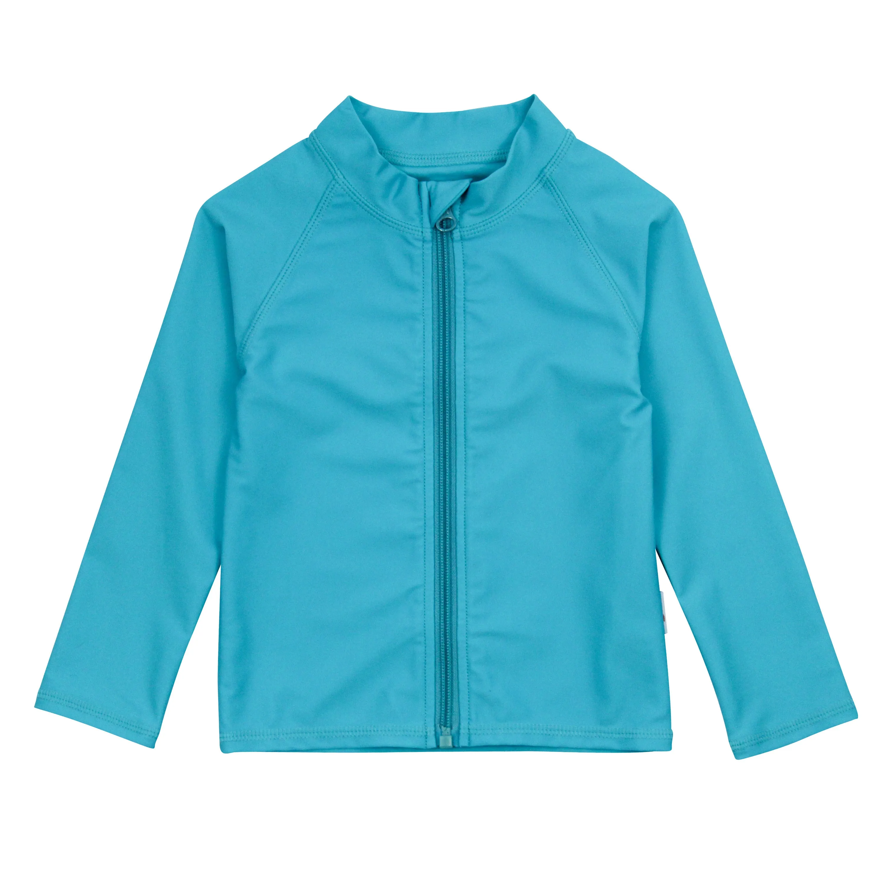 Kids UPF 50  Long Sleeve Zipper Rash Guard Swim Shirt | "Scuba Blue"