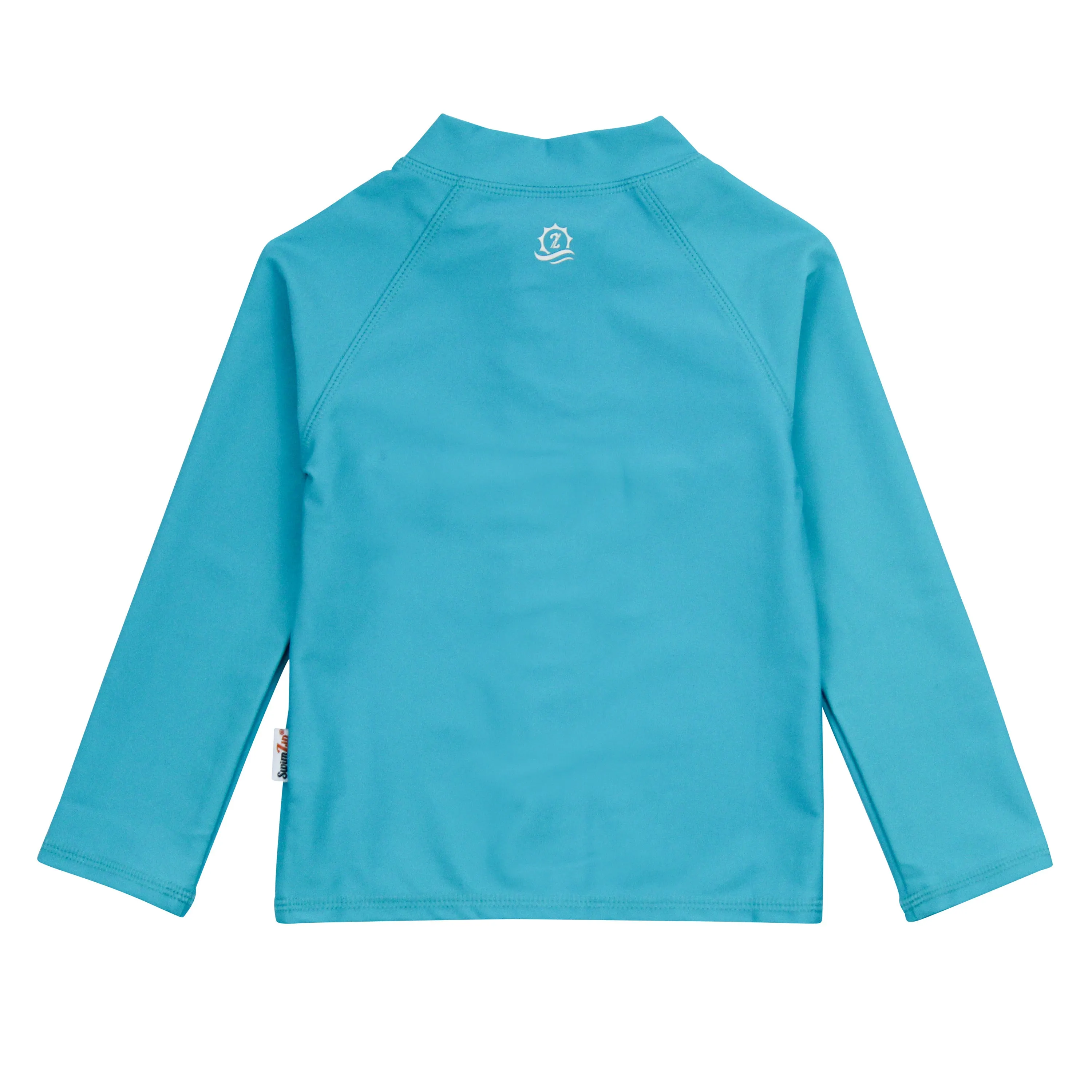 Kids UPF 50  Long Sleeve Zipper Rash Guard Swim Shirt | "Scuba Blue"