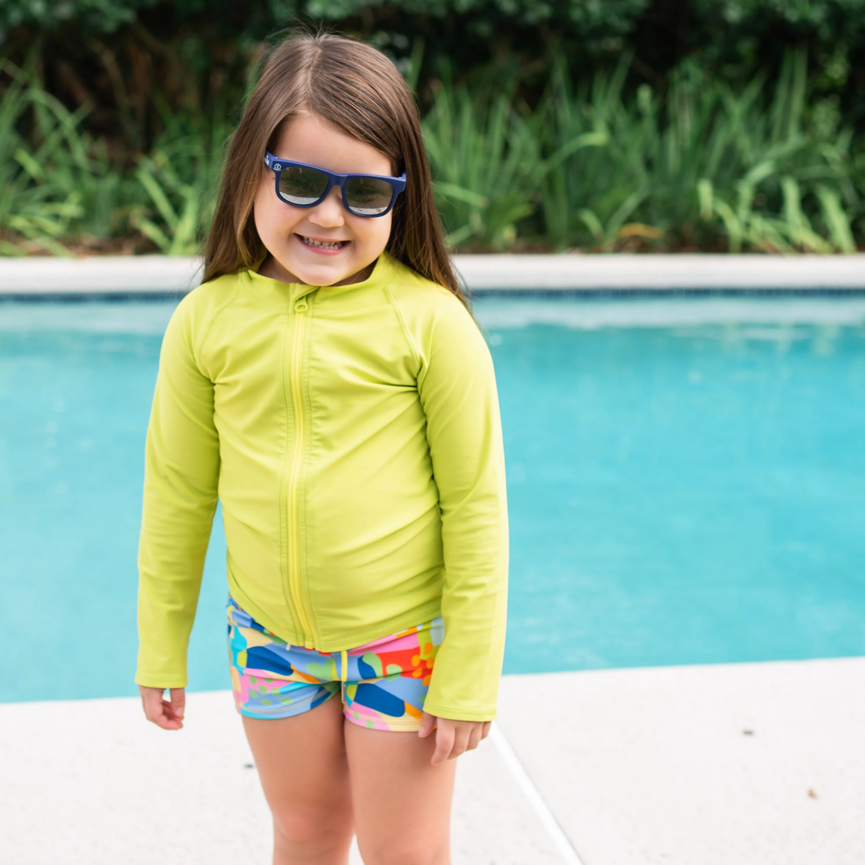 Kids UPF 50  Long Sleeve Zipper Rash Guard Swim Shirt | "Sulphur Yellow"