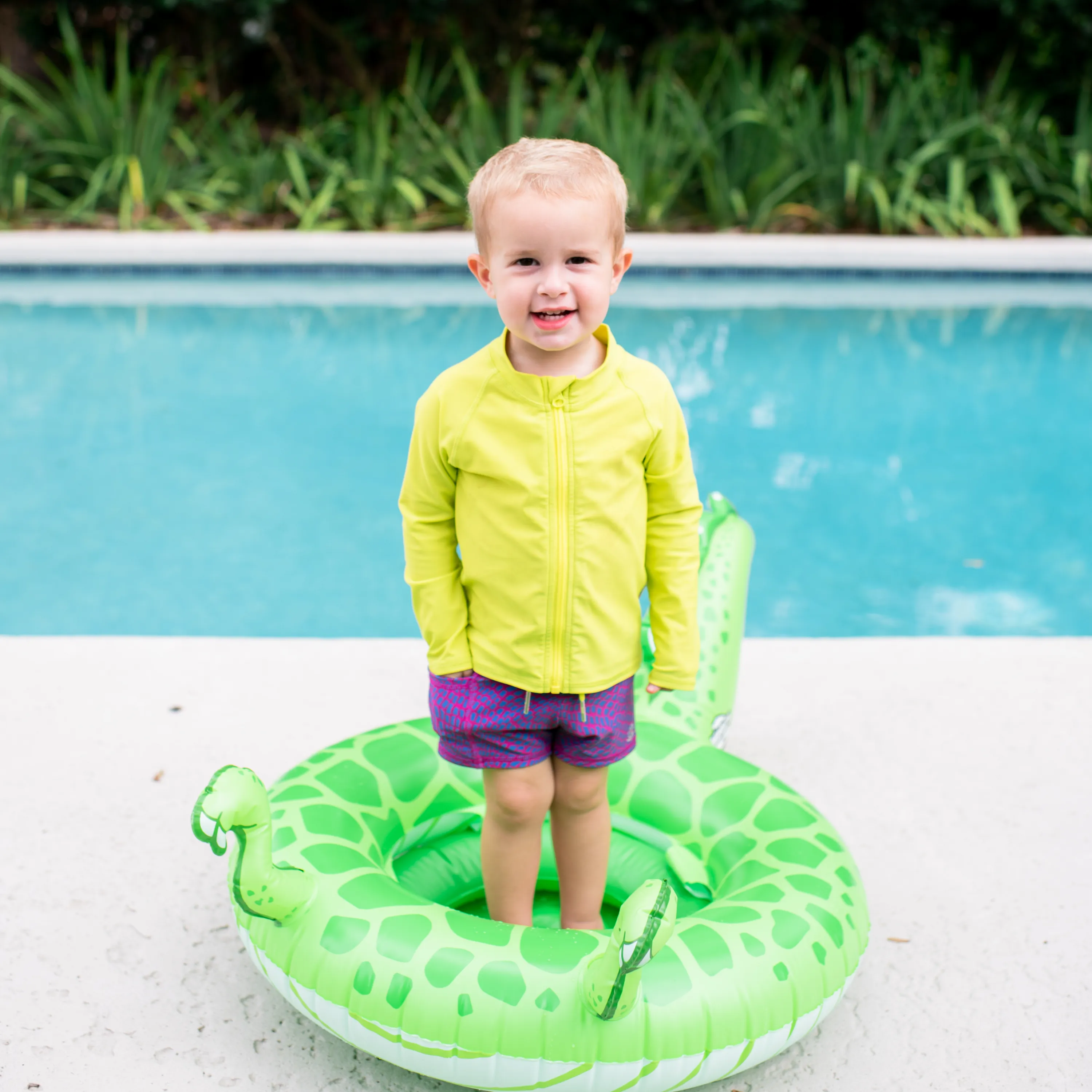 Kids UPF 50  Long Sleeve Zipper Rash Guard Swim Shirt | "Sulphur Yellow"