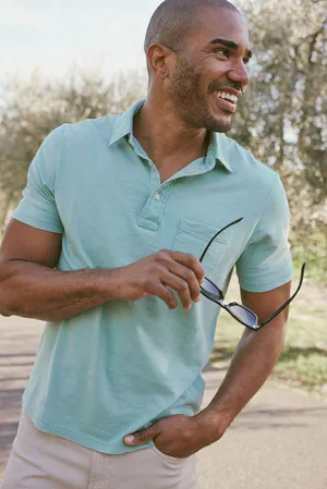 Lagoon Teal Sunwashed Tee Shirt Polo