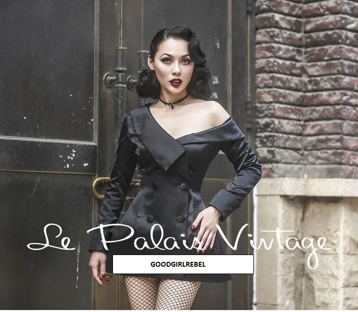 Le palais vintage satin three-dimensional cut waist off-the-shoulder retro blazer - Okle