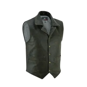 leather vest | black leather vest | Lesa Collection Distressed Vest | leather vests for men