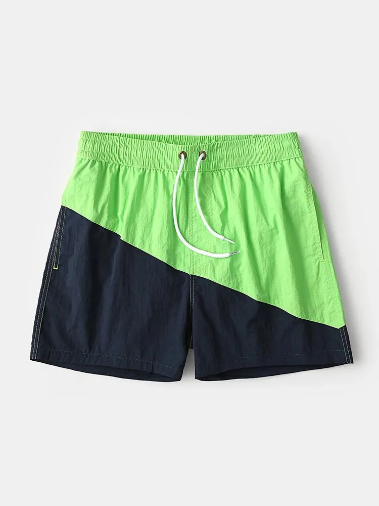 Men Casual Spell Color Sports Board Shorts