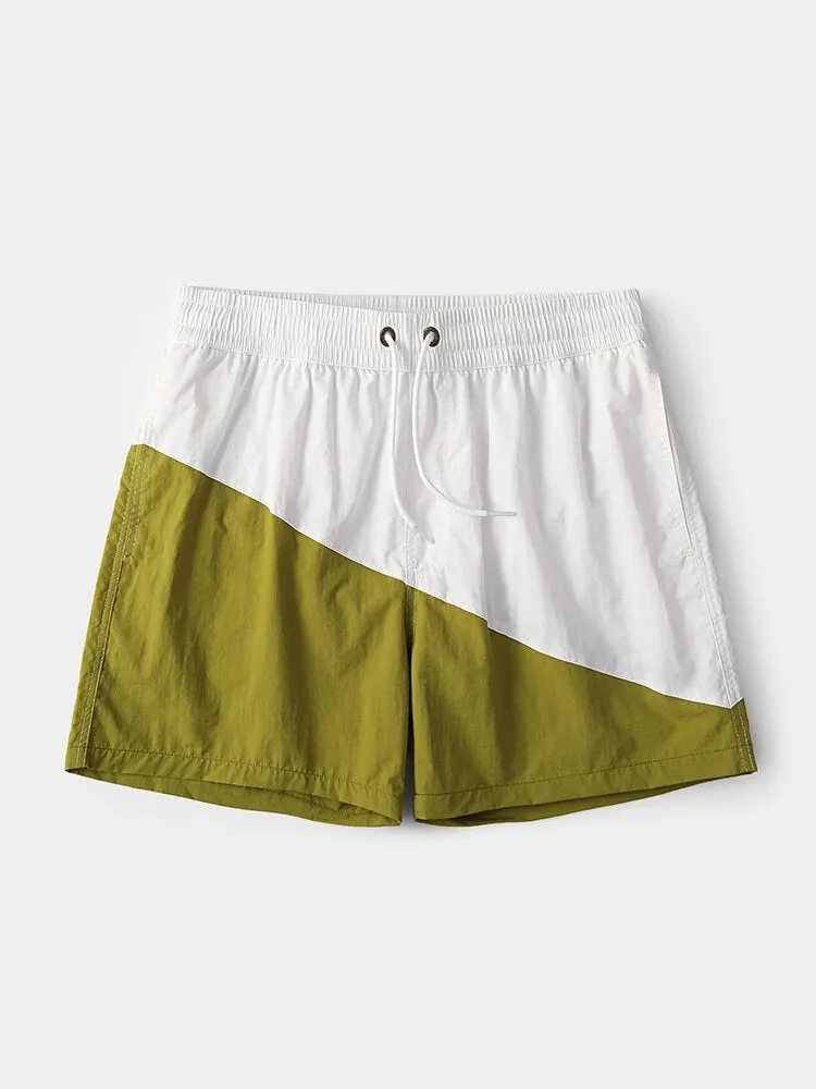 Men Casual Spell Color Sports Board Shorts