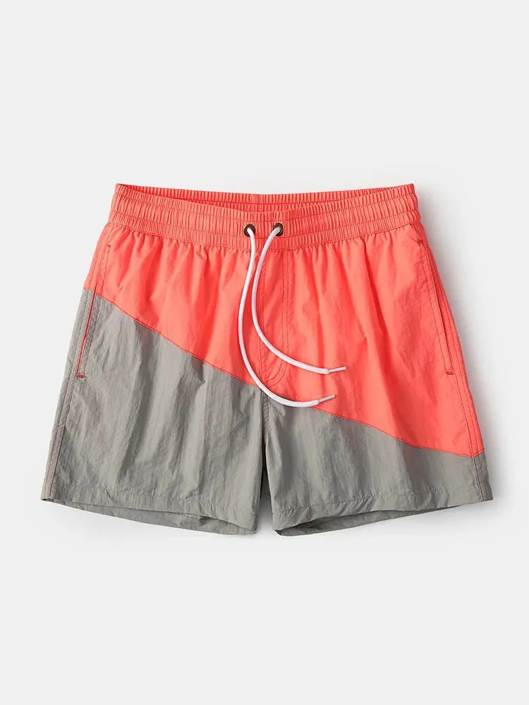 Men Casual Spell Color Sports Board Shorts