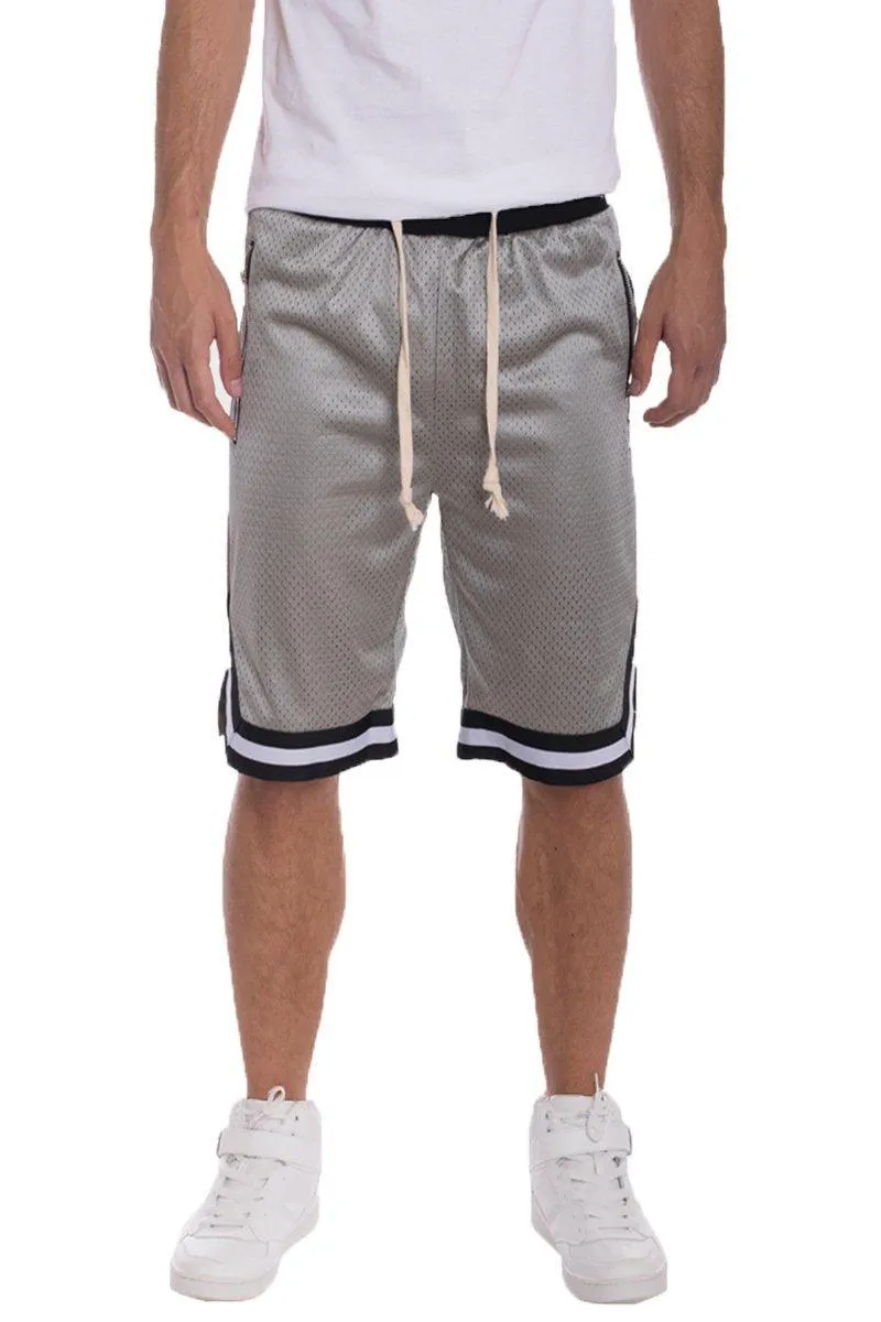 Mens Gray Double Mesh Layer Sports Shorts