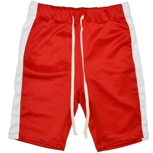 Mens Red White Single Stripe Shorts