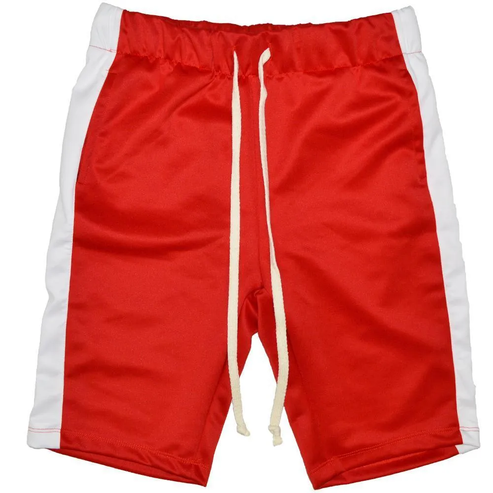 Mens Red White Single Stripe Shorts