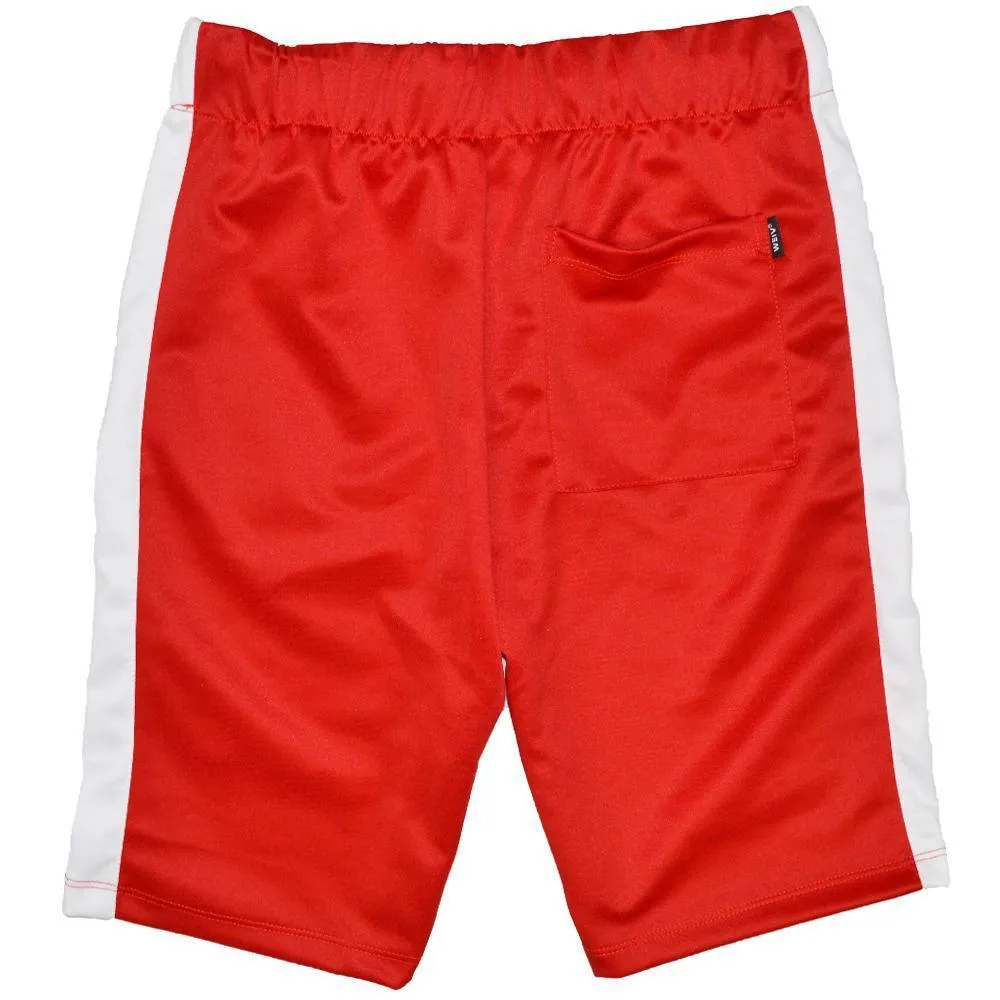 Mens Red White Single Stripe Shorts