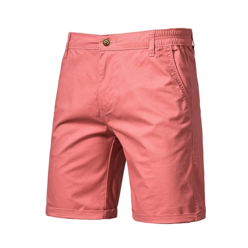 Mens Summer Solid Casual Elastic Waist Beach Shorts