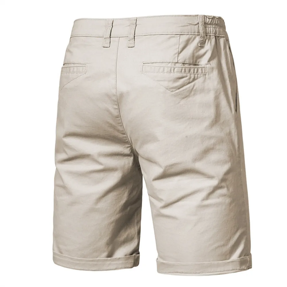 Mens Summer Solid Casual Elastic Waist Beach Shorts