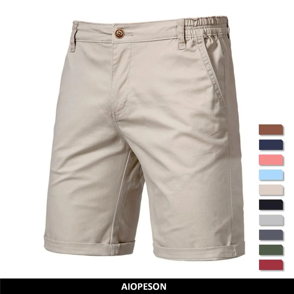 Mens Summer Solid Casual Elastic Waist Beach Shorts