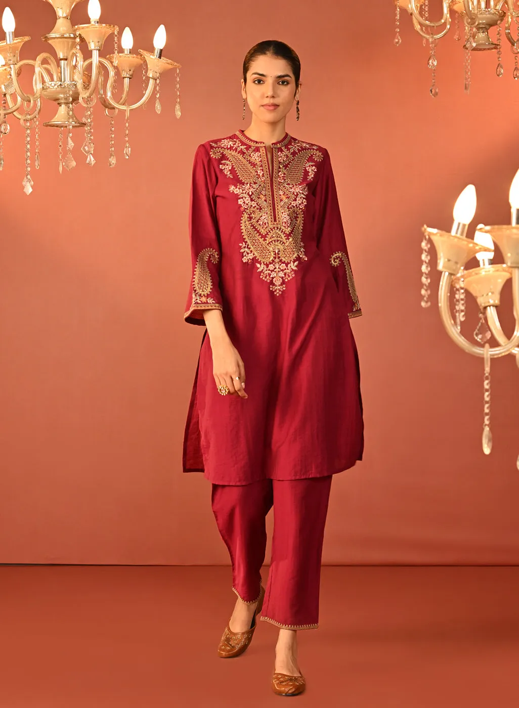 Mohiba Fuchsia Embroidered Co-ord Set for Women