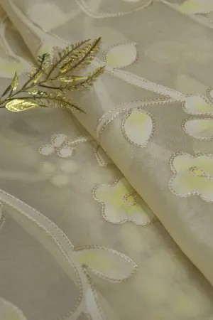 Pastel Banarasi Kora Silk: Embroidered Brush Dyed Fabric (1.5M)