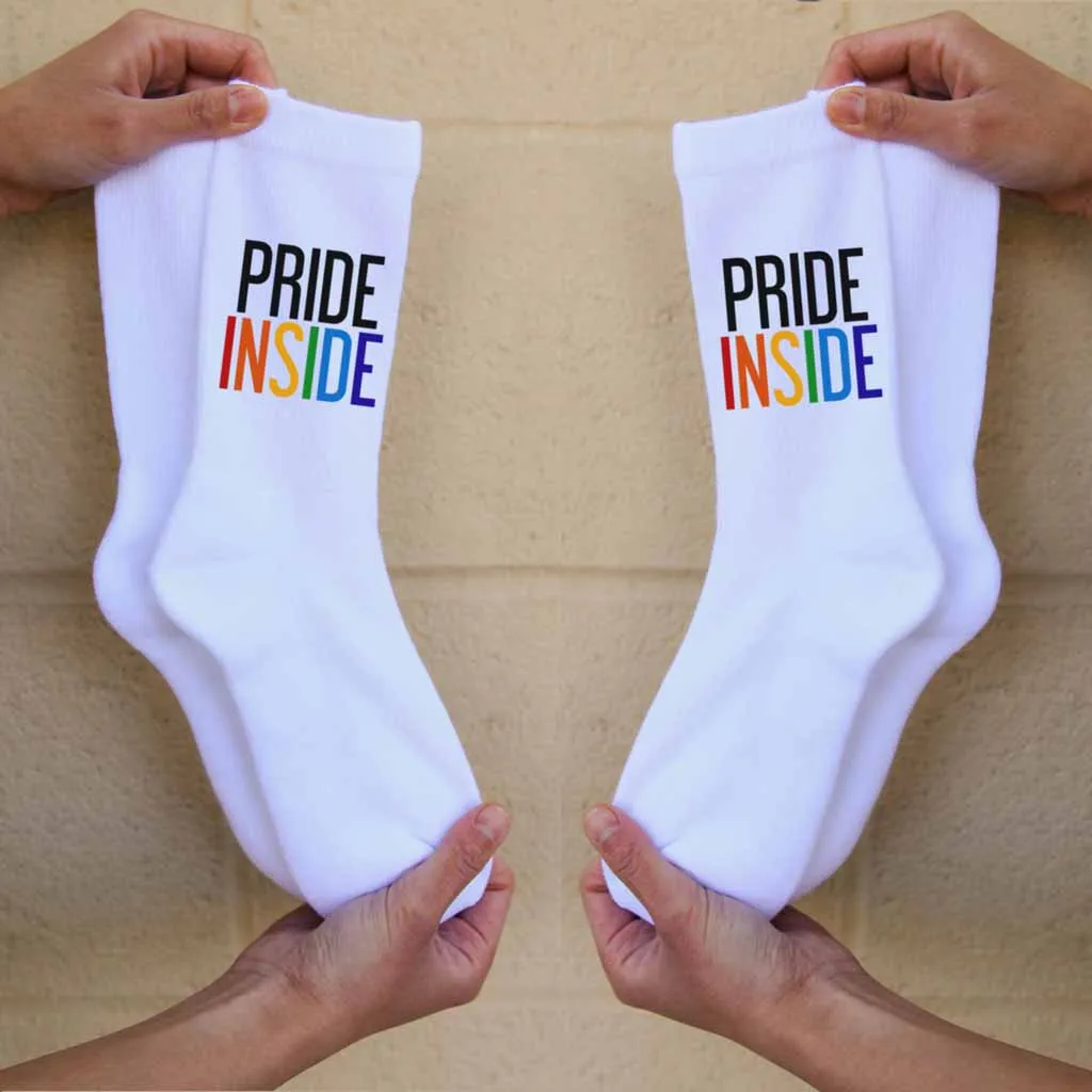 Pride Inside Cotton Crew Socks for the LGBTQ Community