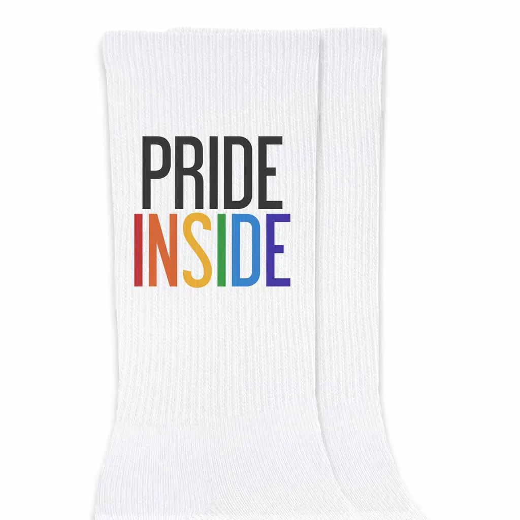 Pride Inside Cotton Crew Socks for the LGBTQ Community