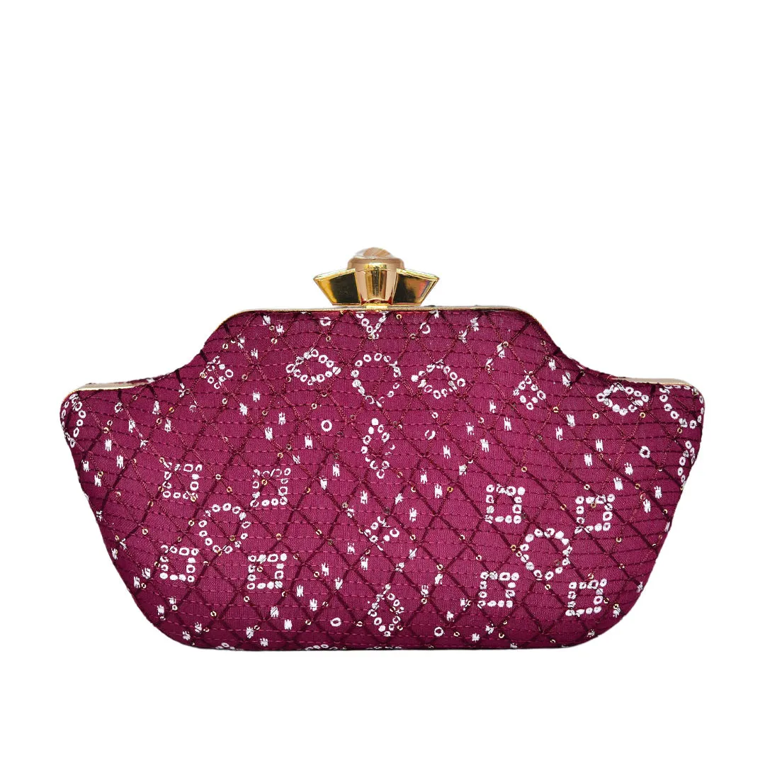 Purple Embroidered Clutch