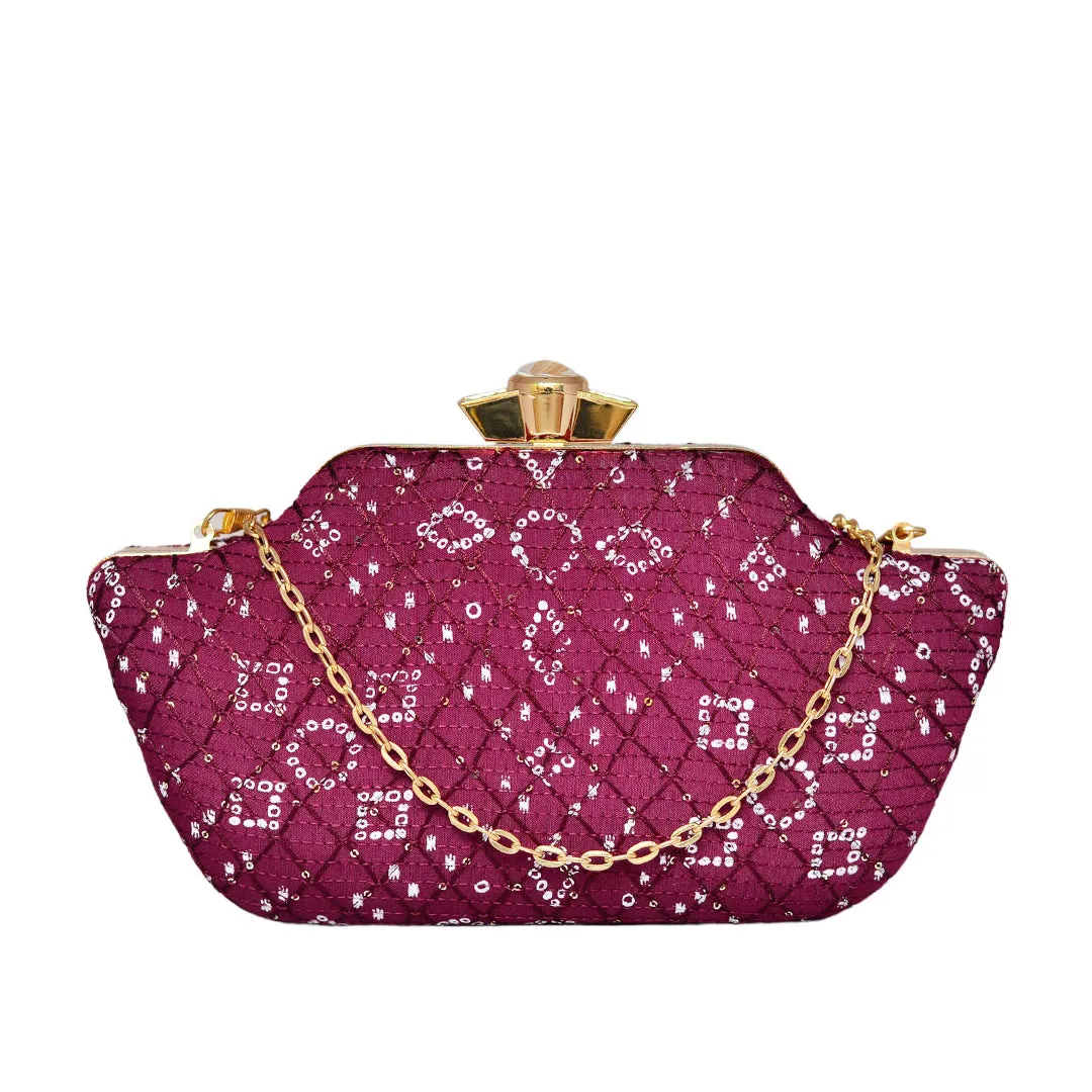 Purple Embroidered Clutch