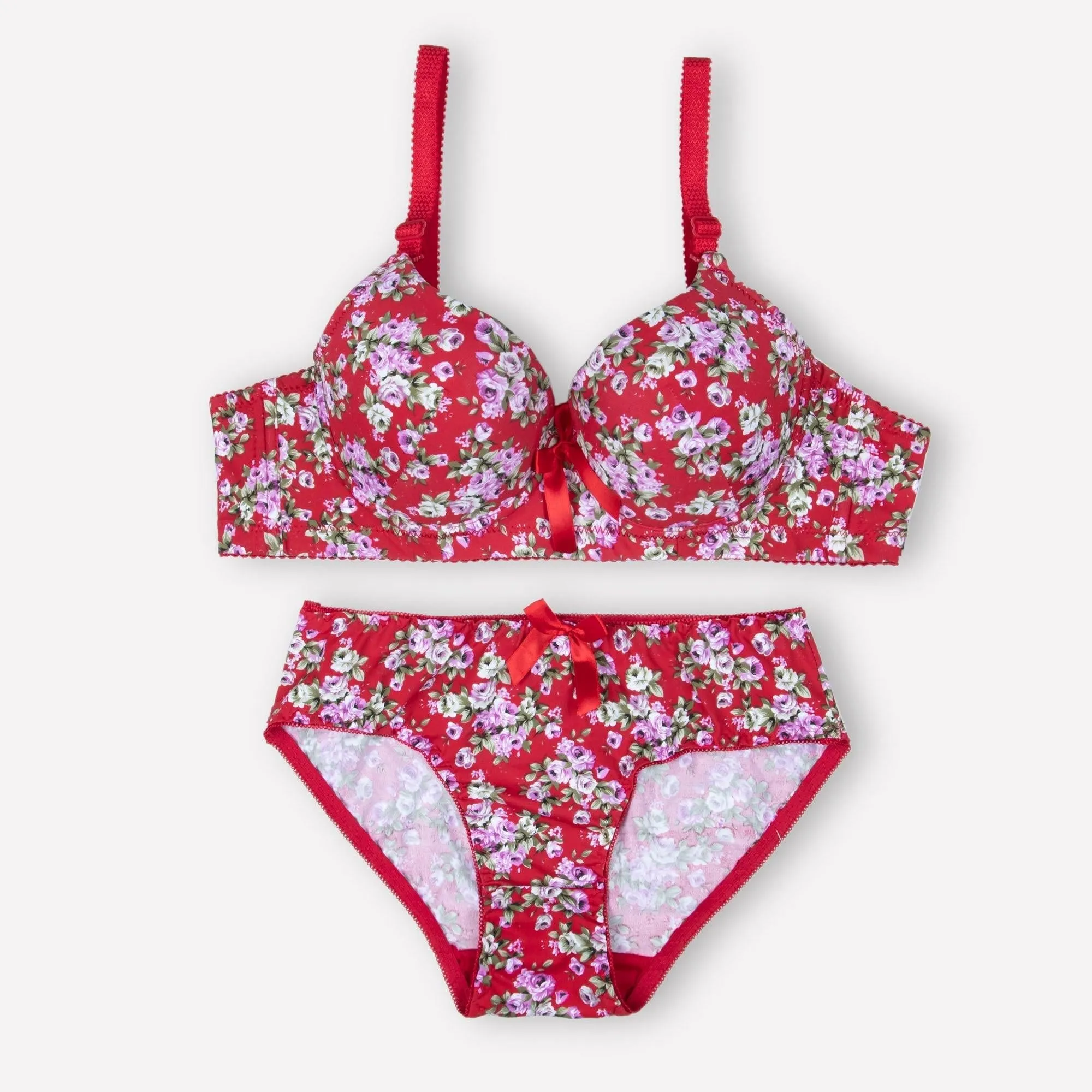 Red Imported Floral Padded Set